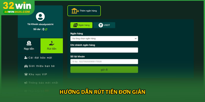 Hướng dẫn rút tiền đơn giản